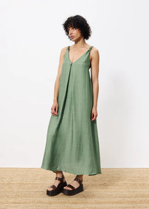 FRNCH Lauria matt satin textured bow back dress Vert