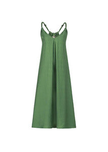 FRNCH Lauria matt satin textured bow back dress Vert