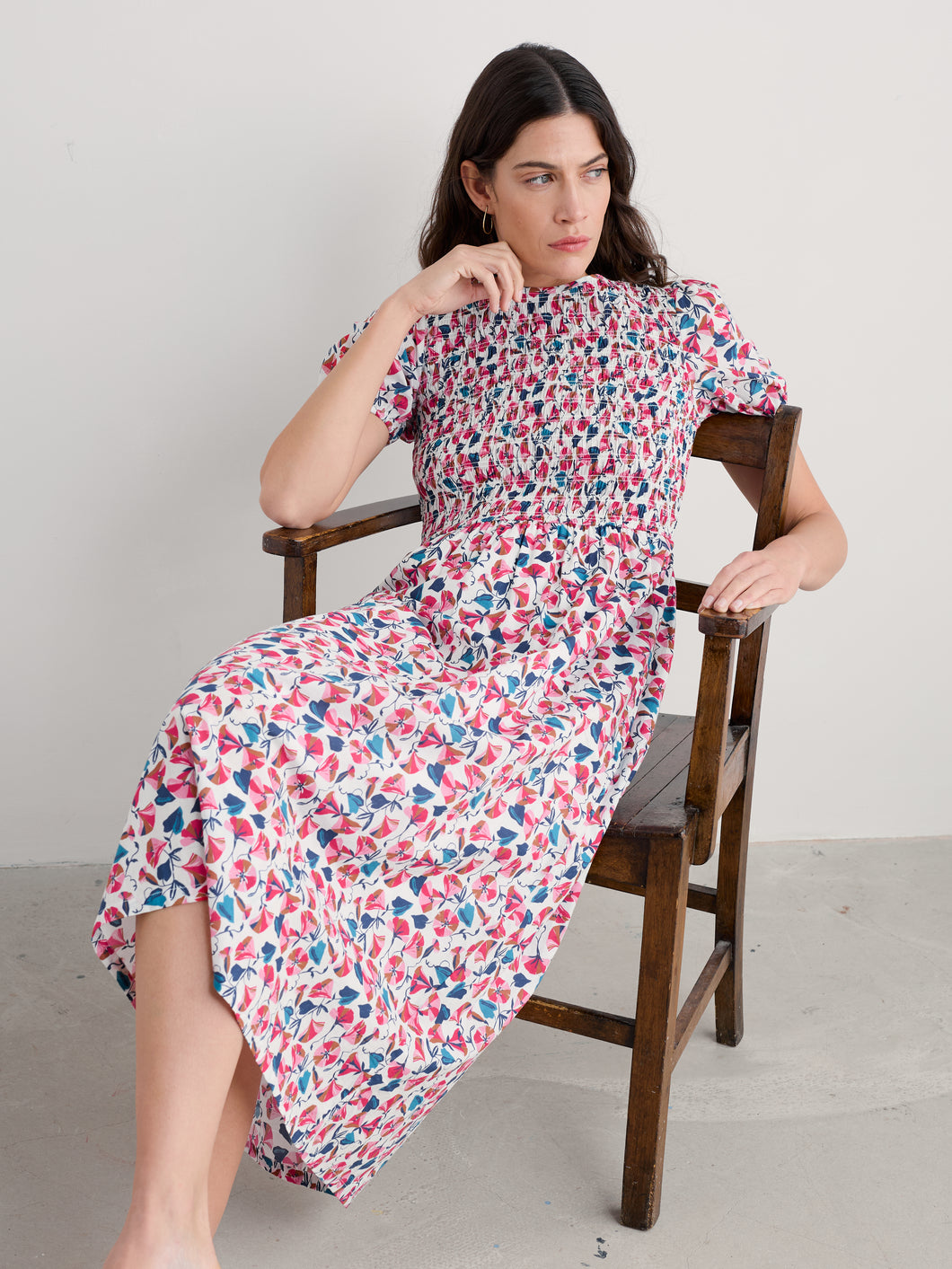 Seasalt Meadowsweet S/S dress Parasol Floral Chalk