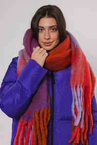 Rino & Pelle Sianna cosy scarf Red Orchid Check