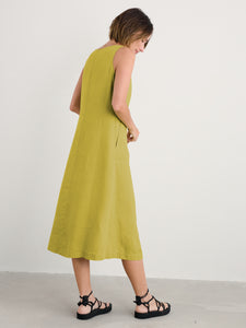 Seasalt Sleeveless grass wave linen dress Lime