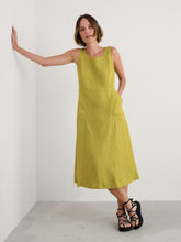 Load image into Gallery viewer, Seasalt Sleeveless grass wave linen dress Lime
