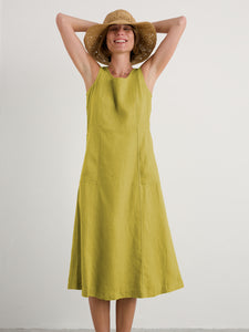 Seasalt Sleeveless grass wave linen dress Lime