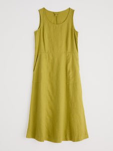 Seasalt Sleeveless grass wave linen dress Lime