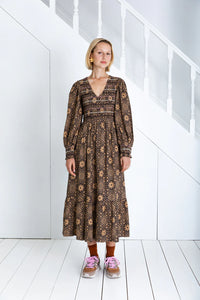 Bonté Troy graphic star print ruched dress Midnight Sand