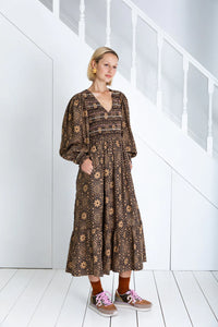 Bonté Troy graphic star print ruched dress Midnight Sand