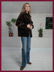 Nooki Tara reversible faux fur jacket Chocolate Leopard