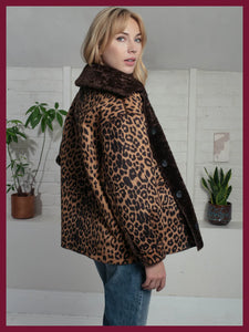 Nooki Tara reversible faux fur jacket Chocolate Leopard