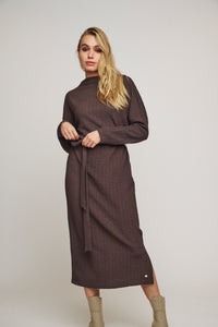 Rino & Pelle Tolga knitted crinkle relaxed dress Chocolate