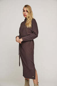 Rino & Pelle Tolga knitted crinkle relaxed dress Chocolate