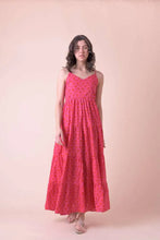 Load image into Gallery viewer, Handprint Dream Apparel Vanilla strap dress Kajri Pink/Red
