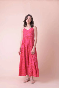 Handprint Dream Apparel Vanilla strap dress Kajri Pink/Red