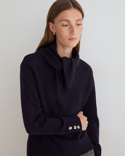 Load image into Gallery viewer, Yerse Detachable scarf sweater Navy
