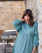 Load image into Gallery viewer, Bibico Kasbah Woodblock print dress Duck Egg
