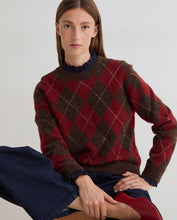 Load image into Gallery viewer, Yerse Argyle jumper Chocolate Red
