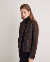 Load image into Gallery viewer, Yerse Graz boiled wool stripe jacket Chocolate Grey

