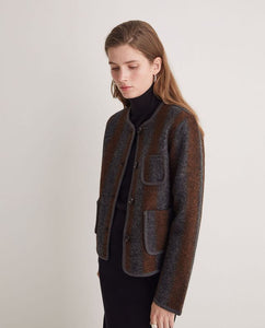 Yerse Graz boiled wool stripe jacket Chocolate Grey