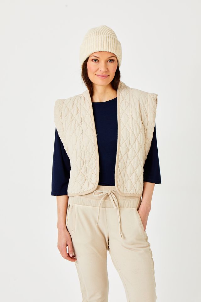 Suzy D Caleb quilted short waistcoat Stone