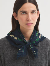 Load image into Gallery viewer, Nice Thing Terrier print square neckerchief Navy
