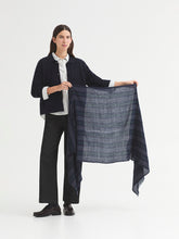 Load image into Gallery viewer, Nice Things Woven stripe wool blend scarf Navy
