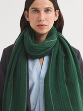 Load image into Gallery viewer, Nice Things Woven stripe wool blend scarf Willow Green
