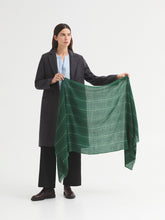 Load image into Gallery viewer, Nice Things Woven stripe wool blend scarf Willow Green
