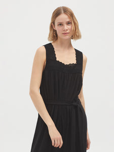 Nice Things Lace detail wide strap midi dress Black