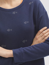 Load image into Gallery viewer, Nice Things Embroidered fish sweatshirt Navy
