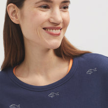 Load image into Gallery viewer, Nice Things Embroidered fish sweatshirt Navy
