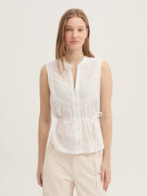 Load image into Gallery viewer, Nice Things Lace bodice belted blouse White - CW CW 
