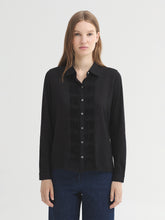Load image into Gallery viewer, Nice Things Pleat front mixed woven jersey shirt Black
