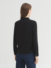 Load image into Gallery viewer, Nice Things Pleat front mixed woven jersey shirt Black
