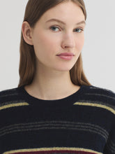 Load image into Gallery viewer, Nice Things Tri Colour stripe round neck jumper Navy Multi - CW CW 
