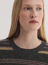 Load image into Gallery viewer, Nice Things Tri Colour stripe round neck jumper Mid Grey
