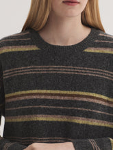 Load image into Gallery viewer, Nice Things Tri Colour stripe round neck jumper Mid Grey
