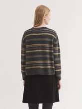 Load image into Gallery viewer, Nice Things Tri Colour stripe round neck jumper Mid Grey
