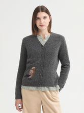 Load image into Gallery viewer, Nice Things Intarsia bird cardigan Mid Grey
