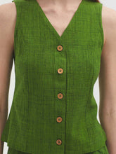 Load image into Gallery viewer, Nice Things Chambray waistcoat Grass Green
