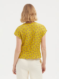 Nice Things Blanket flower print crinkle blouse Yellow