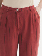 Load image into Gallery viewer, Nice Things Pin striped tencel linen blend trouser Rust - CW CW 

