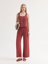 Load image into Gallery viewer, Nice Things Pin striped tencel linen blend trouser Rust - CW CW 

