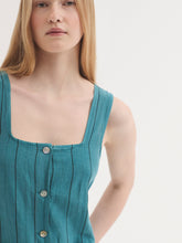Load image into Gallery viewer, Nice Things Pin striped tencel linen sundress Dark Turqoise - CW CW 
