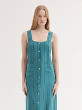 Load image into Gallery viewer, Nice Things Pin striped tencel linen sundress Dark Turqoise - CW CW 
