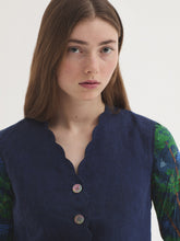 Load image into Gallery viewer, Nice Things scalloped edge linen waistcoat Indigo Blue - CW CW 
