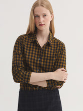 Load image into Gallery viewer, Nice Things Vichi gingham check shirt Mustard Navy
