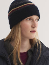Load image into Gallery viewer, Nice Things Tri colour stripe Beanie Navy
