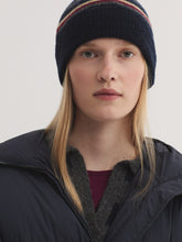 Load image into Gallery viewer, Nice Things Tri colour stripe Beanie Navy

