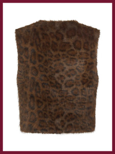 Nooki Edelweiss faux fur gilet Chocolate Leopard