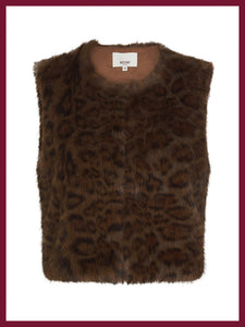 Nooki Edelweiss faux fur gilet Chocolate Leopard