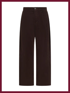 Nooki Claudia barrel leg micro cord trouser Chocolate